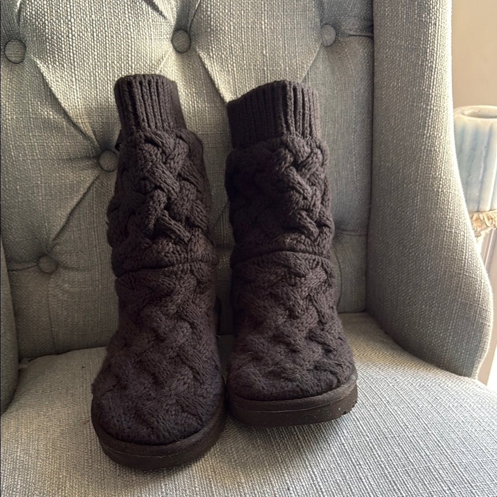UGG Black Cable Knit Ankle Booties
